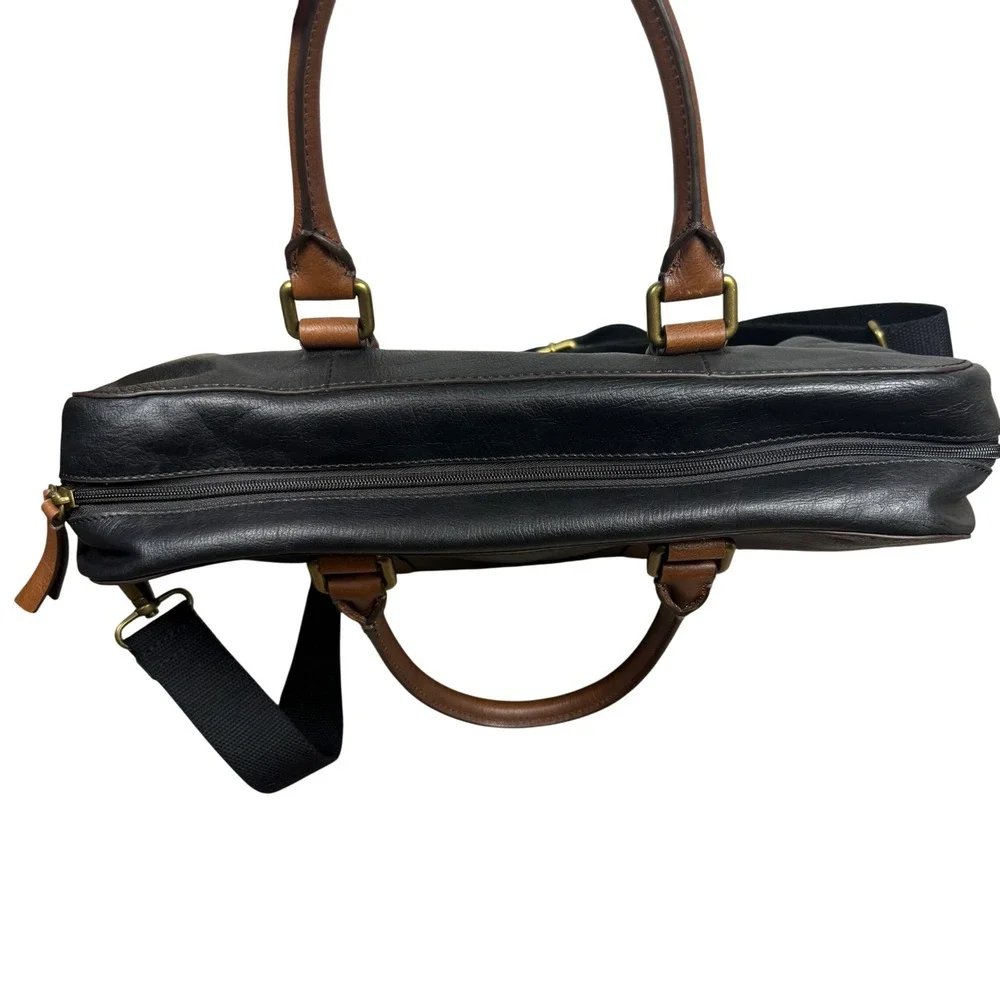 Fossil Leather Evan Satchel Messenger Laptop Work Bag Crossbody Work Bag Handbag